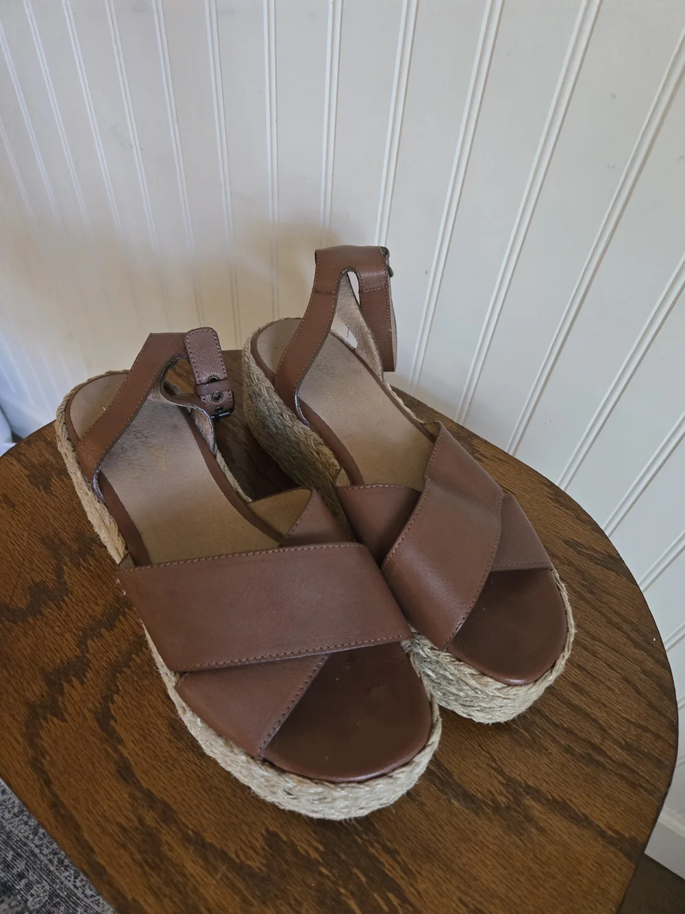 Seychelles Brown Leather Platform Espadrille Sandals